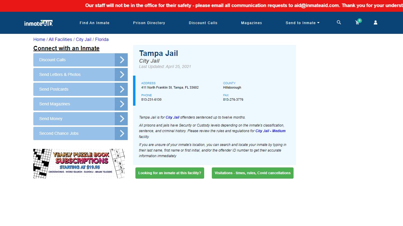 Tampa Jail | Inmate Locator